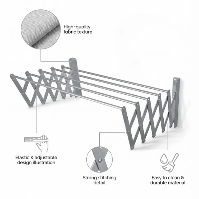 Sèche linge mural accordéon