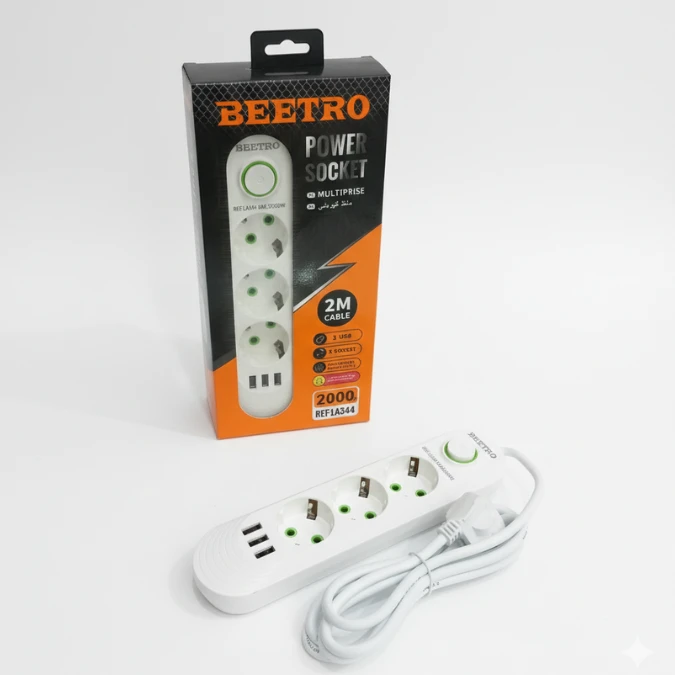 Multiprise 3 Prises + 3 USB 2000W BEETRO – Image 2