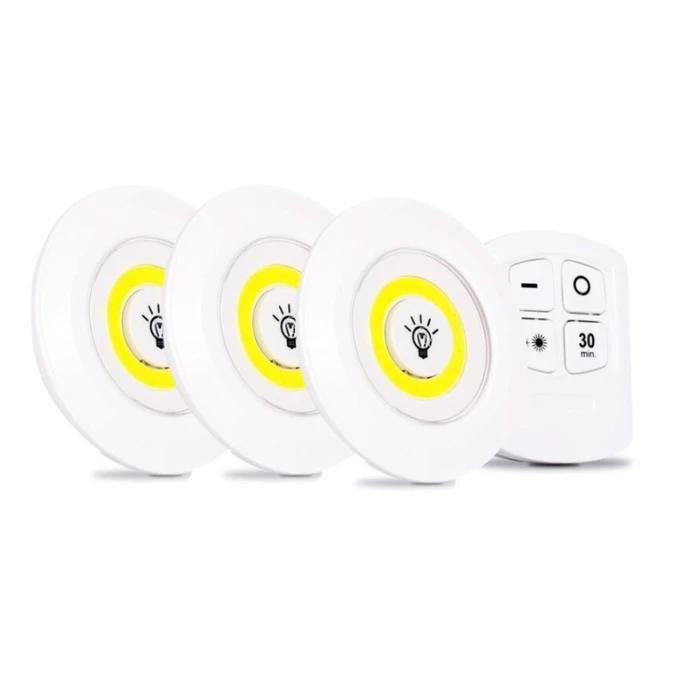 3 Spots LED Sans Fil avec Télécommande