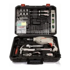 Caisse à Outils 98 Pièces avec Perceuse 13mm 600W Crown