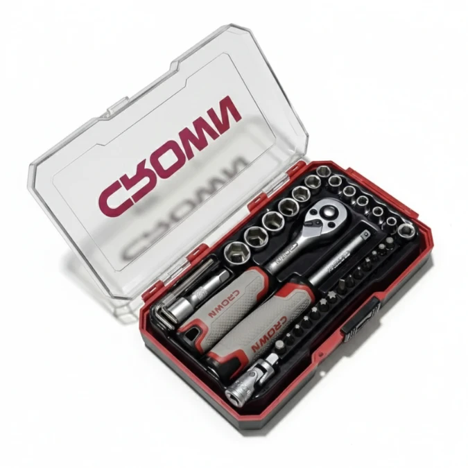 Coffret Jeu d’Embouts, Douilles & Cliquet 1/4″ – 35 Pièces CROWN