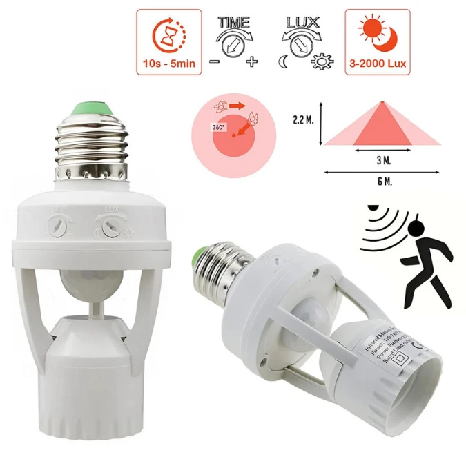 Douille de Lumière avec Détecteur de Mouvement Infrarouge – Image 5