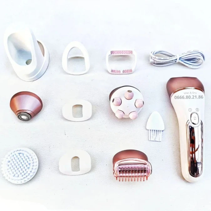 Épilateur sans fil Enzo Wet & Dry avec 10 accessoires – مزيل شعر للنساء – Image 3