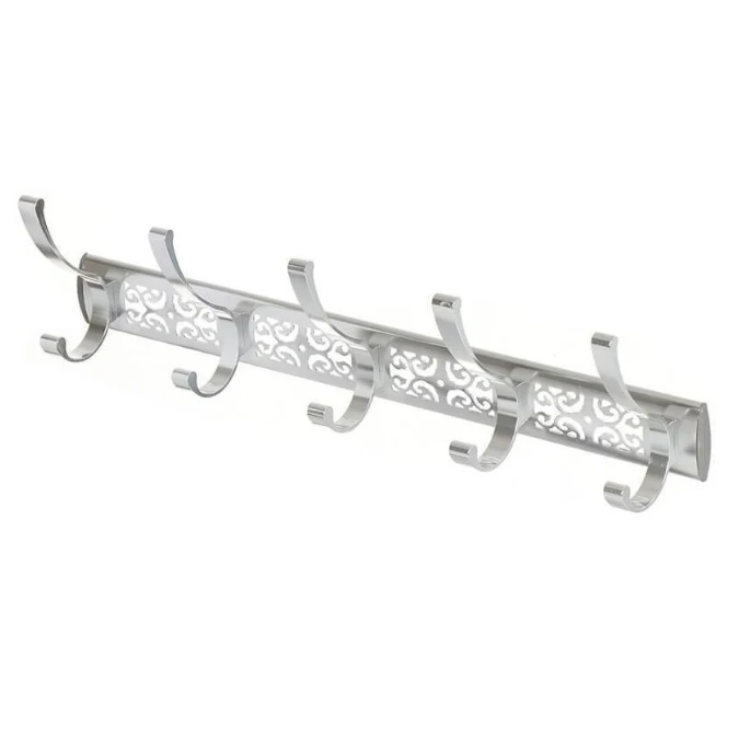 Porte-Manteau 5 Têtes Chromé Double Crochet