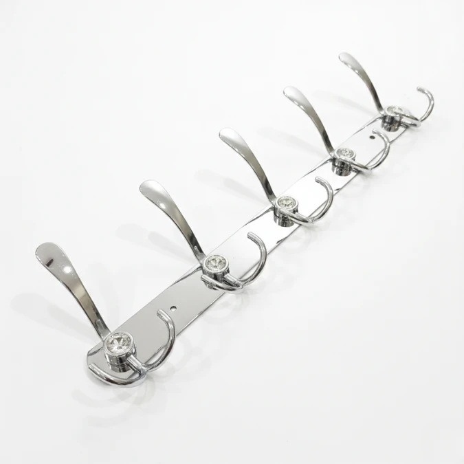 Porte-Manteau 5 Têtes Chromé Triple Crochet – Image 2