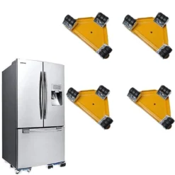Support Frigo Réglable – Lot de 4 avec Roulettes Antidérapantes