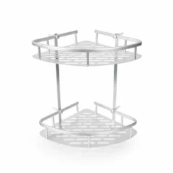 Étagère d’Angle Murale de Douche – 2 Niveaux en Aluminium